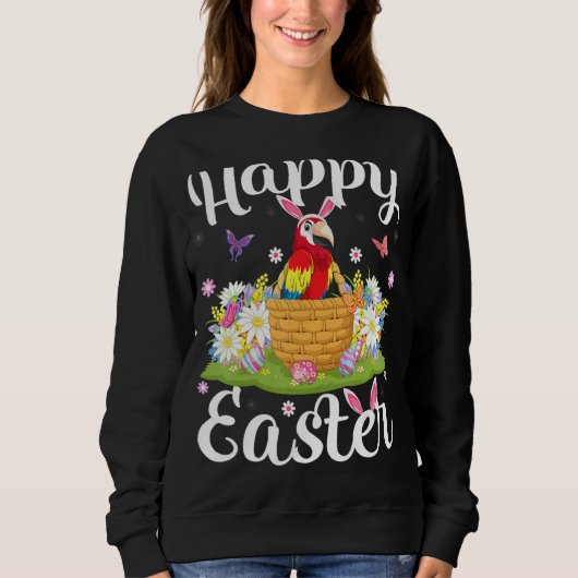 Parrot Bird Easter Egg Floral Parrot Easte Trui (Voorkant)