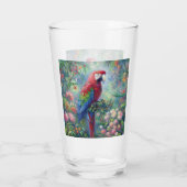 Parrot Bird Oerwoud Bloemen Rood Blauw Groen Bloem Glas (Achterkant)
