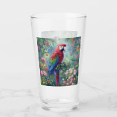 Parrot Bird Oerwoud Bloemen Rood Blauw Groen Bloem Glas (Voorkant)