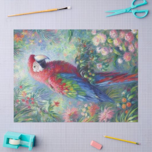 Parrot Bird Oerwoud Floral Impressionisme Decoupag Tissuepapier (Craft)