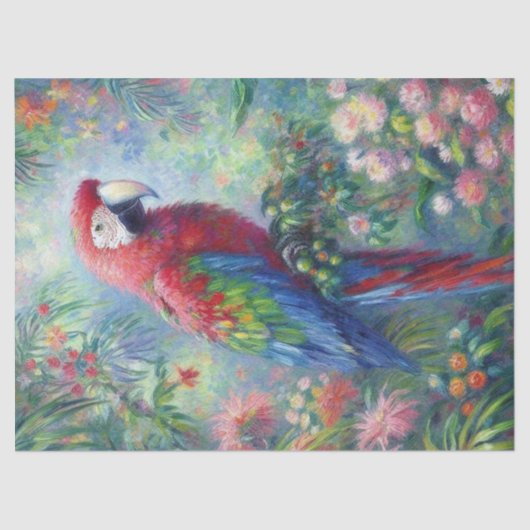 Parrot Bird Oerwoud Floral Impressionisme Decoupag Tissuepapier (Voorkant)