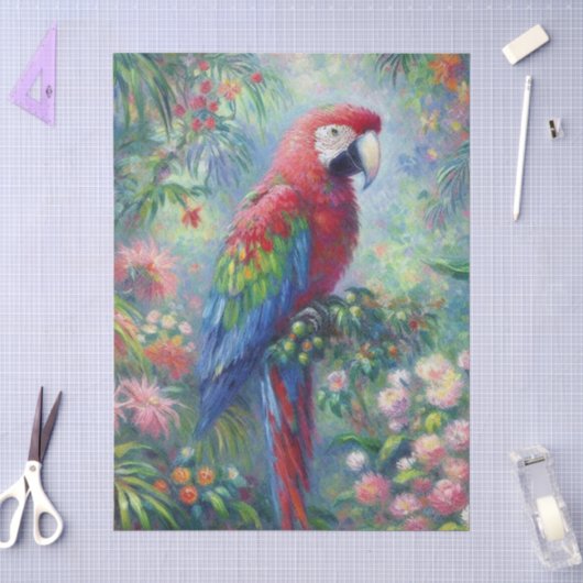 Parrot Bird Oerwoud Floral Impressionisme Decoupag Tissuepapier (Craft)