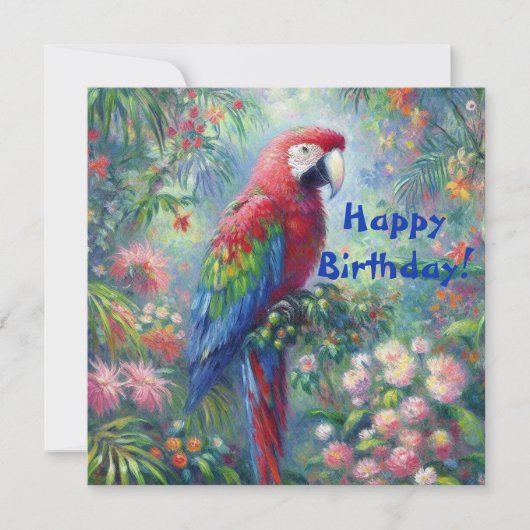 Parrot Bird Oerwoud Floral Verjaardag Kaart (Voorkant)