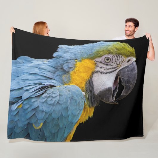 Parrot Bird op Black Fleece Blanket Deken (In situ)