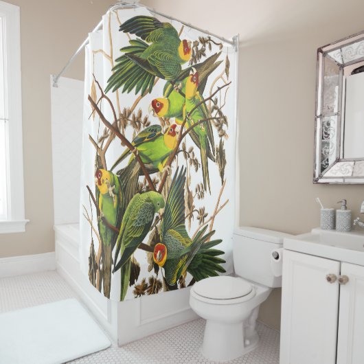 Parrot Birds Wildlife Audubon Showgordijn Douchegordijn (In situ)