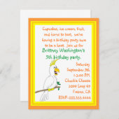 Parrot Birthday Invitation Kaart (Voorkant / Achterkant)