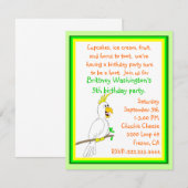 Parrot Birthday Invitation Kaart (Voorkant / Achterkant)