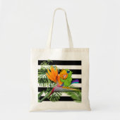 Parrot, bloemkool, palmbladeren, strepen tote bag (Voorkant)