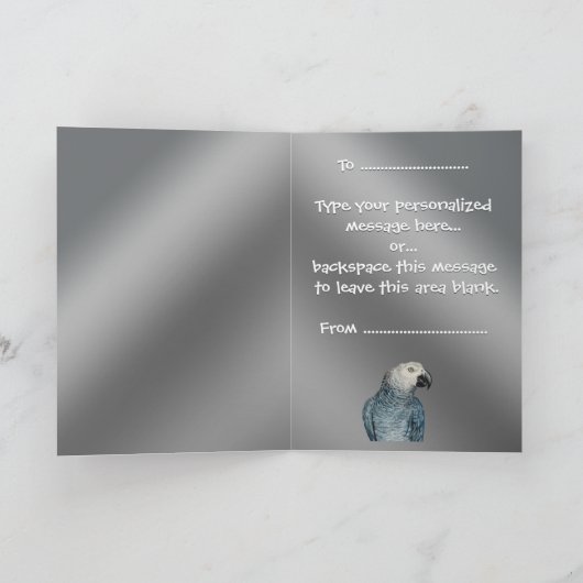 Parrot Card Personaliseert Afrikaanse grijze Wensk Kaart (Binnen)