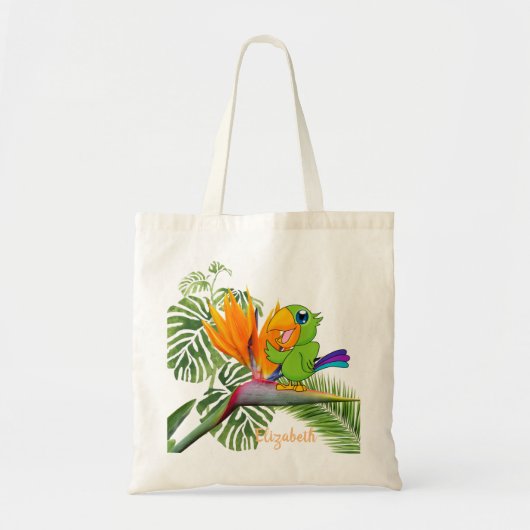 Parrot, Caudata, palmbladeren - op maat gemaakt Tote Bag (Voorkant)