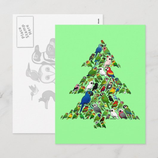 Parrot Christmas Tree Feestdagenkaart (Voorkant / Achterkant)