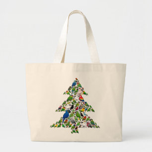 Parrot Christmas Tree Grote Tote Bag
