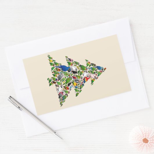 Parrot Christmas Tree Rechthoekige Sticker (Envelop)