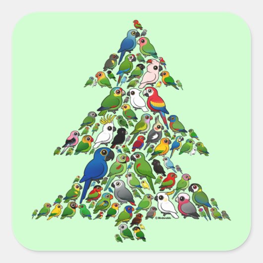 Parrot Christmas Tree Vierkante Sticker (Voorkant)