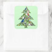 Parrot Christmas Tree Vierkante Sticker (Tas)