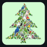 Parrot Christmas Tree Vierkante Sticker<br><div class="desc">Een kudde psittacines die samen de kutste kerstboom op de vleugel vormen! Wat een schattig ontwerp voor papegaaiers voor het vakantieseizoen! Dit cadeau is volledig aanpasbaar zodat je het echt zelf kunt maken! Voeg tekst toe,  beweeg het ontwerp,  voeg uw eigen afbeeldingen toe,  geniet van plezier!</div>