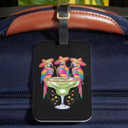 Parrot Cinco De Mayo Grappig Drink Mexicaanse Fies Bagagelabel (Voorkant Insitu 2)
