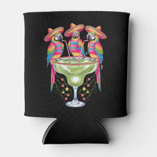 Parrot Cinco De Mayo Grappig Drink Mexicaanse Fies Blikjeskoeler (Voorkant)