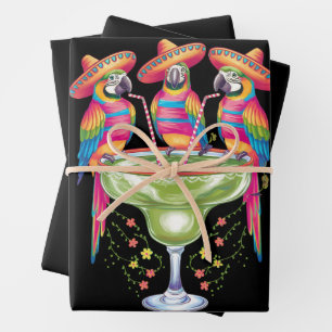 Parrot Cinco De Mayo Grappig Drink Mexicaanse Fies Inpakpapier Vel