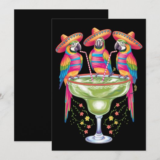 Parrot Cinco De Mayo Grappig Drink Mexicaanse Fies Kaart (Voorkant / Achterkant)