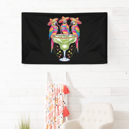 Parrot Cinco De Mayo Grappig Drink Mexicaanse Fies Spandoek (Insitu)