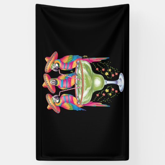 Parrot Cinco De Mayo Grappig Drink Mexicaanse Fies Spandoek (Verticaal)