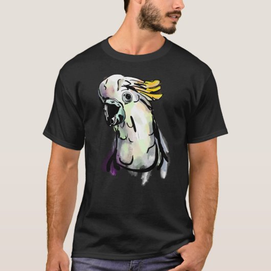 Parrot Cockatau-Waterverf Schilting T-shirt (Voorkant)