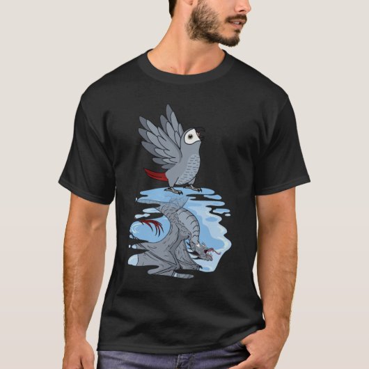 Parrot & Dragon Reflection I African Grey T-shirt (Voorkant)