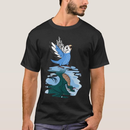 Parrot & Dragon Reflection I Blue Budgie Budgeriga T-shirt (Voorkant)