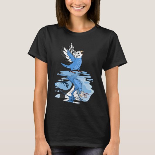 Parrot & Dragon Reflection I Blue Budgie Budgeriga T-shirt (Voorkant)