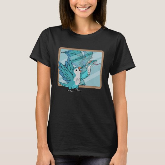 Parrot & Dragon Reflection I Blue Monk Paraket Qu T-shirt (Voorkant)