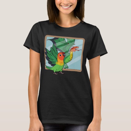 Parrot & Dragon Reflection i Fischers Lovebird 1 T-shirt (Voorkant)