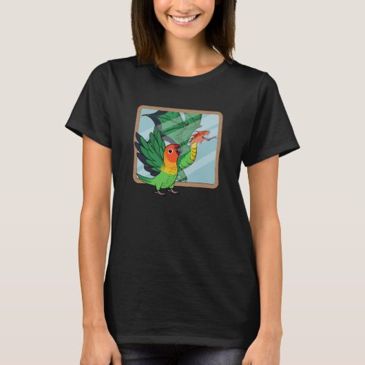 Parrot & Dragon Reflection i Fischers Lovebird T-shirt (Voorkant)