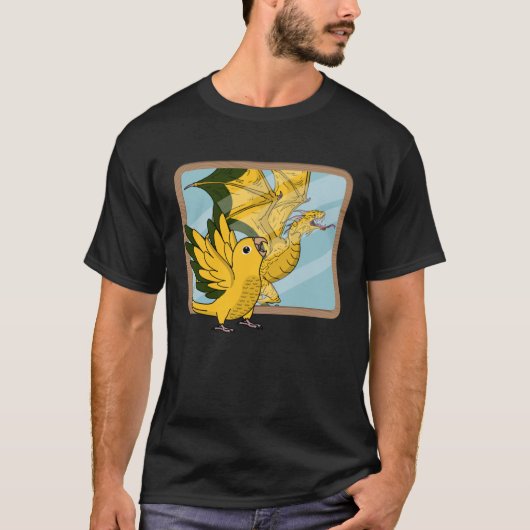 Parrot & Dragon Reflection i Golden Conure 1 T-shirt (Voorkant)