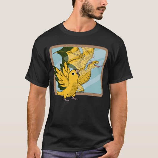 Parrot & Dragon Reflection i Golden Conure 1 T-shirt (Voorkant)
