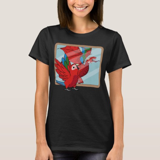 Parrot & Dragon Reflection I Green wingeing Macaw T-shirt (Voorkant)