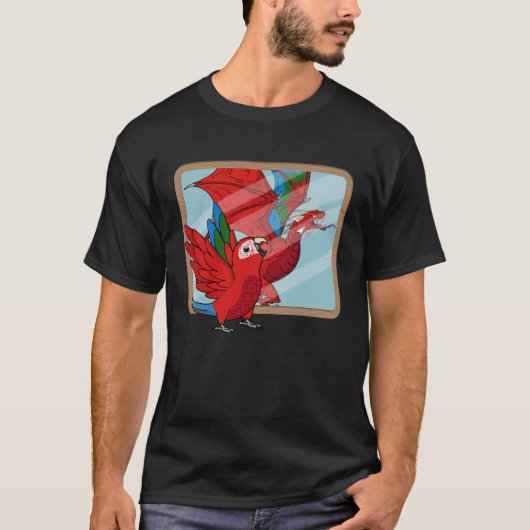 Parrot & Dragon Reflection I Green wingeing Macaw T-shirt (Voorkant)