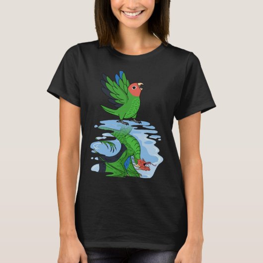 Parrot & Dragon Reflection I Rosy had groene liefd T-shirt (Voorkant)