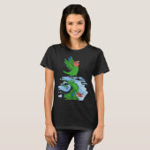 Parrot & Dragon Reflection I Rosy had groene liefd T-shirt (Voorkant volledig)