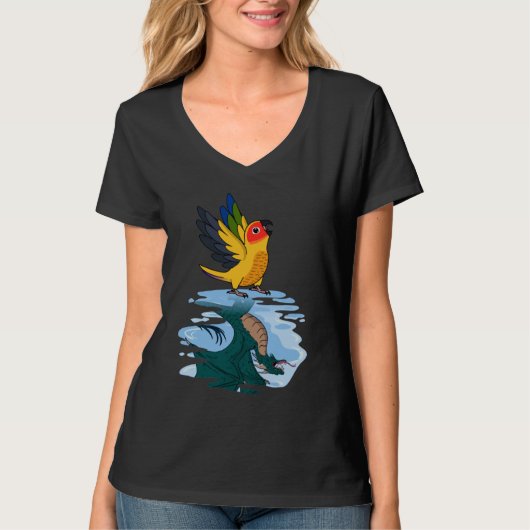 Parrot & Dragon Reflection I Sun Conure 2 T-shirt (Voorkant)