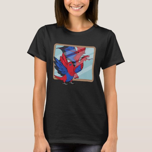 Parrot & Dragon Reflection I Vrouw Eclectus 1 T-shirt (Voorkant)