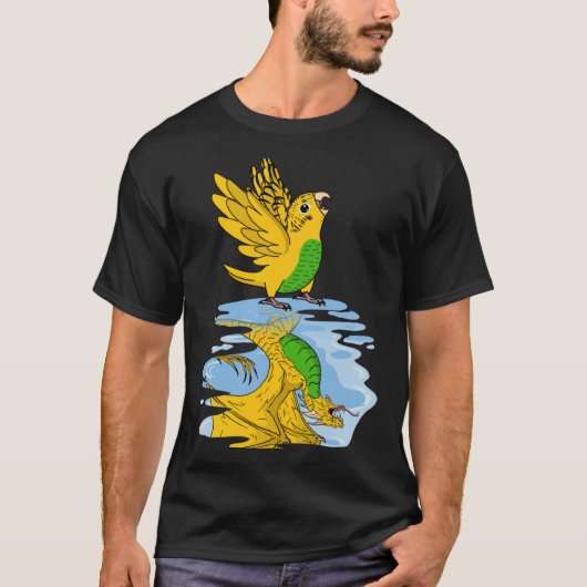Parrot & Dragon Reflection I Yellow Budgie Budgeri T-shirt (Voorkant)