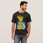 Parrot & Dragon Reflection I Yellow Budgie Budgeri T-shirt (Voorkant volledig)