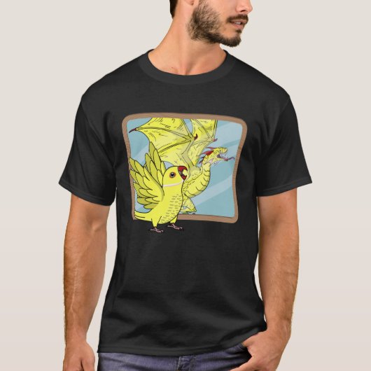 Parrot & Dragon Reflection I Yellow Indian Ringnec T-shirt (Voorkant)