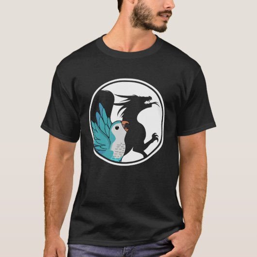 Parrot & Dragon Shadow I Blue Monk Parakeet Quaker T-shirt (Voorkant)
