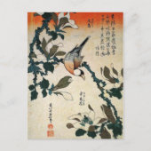 Parrot en bloemen briefkaart (Voorkant)