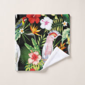Parrot en Macaw met tropische Planten patroon Bad Handdoek (Wasdoekje)