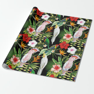 Parrot en Macaw met tropische Planten patroon Cadeaupapier