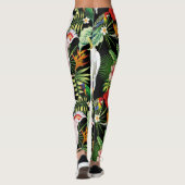 Parrot en Macaw met tropische Planten patroon Leggings (Achterkant)