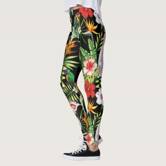 Parrot en Macaw met tropische Planten patroon Leggings (Links)